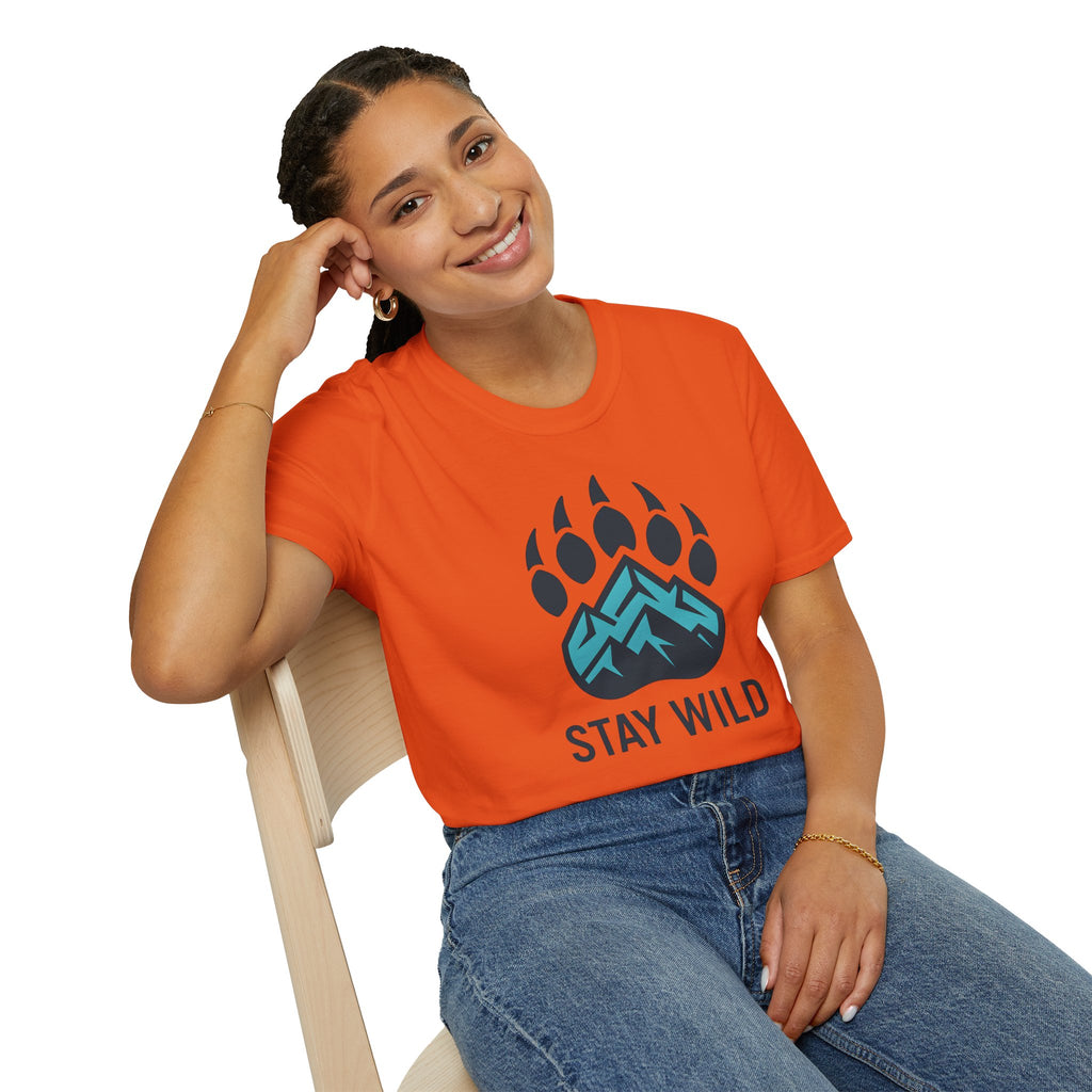 "Stay Wild" Bear Footprint Mountain Emblem T-Shirt