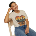 "Wild at Heart" Mountain Heart Retro Sunset Nature Tee Shirt