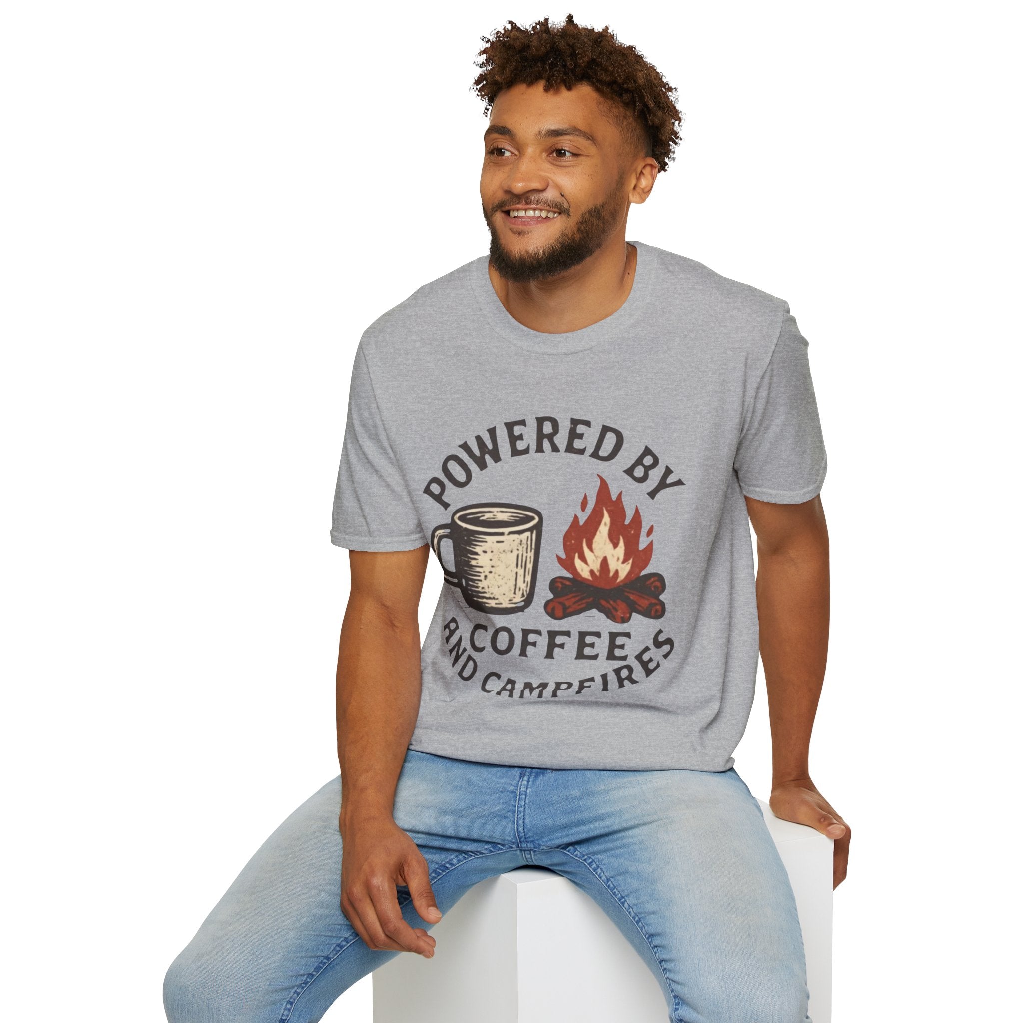 Powered By Coffee And Campfires Vintage Camping T-Shirt