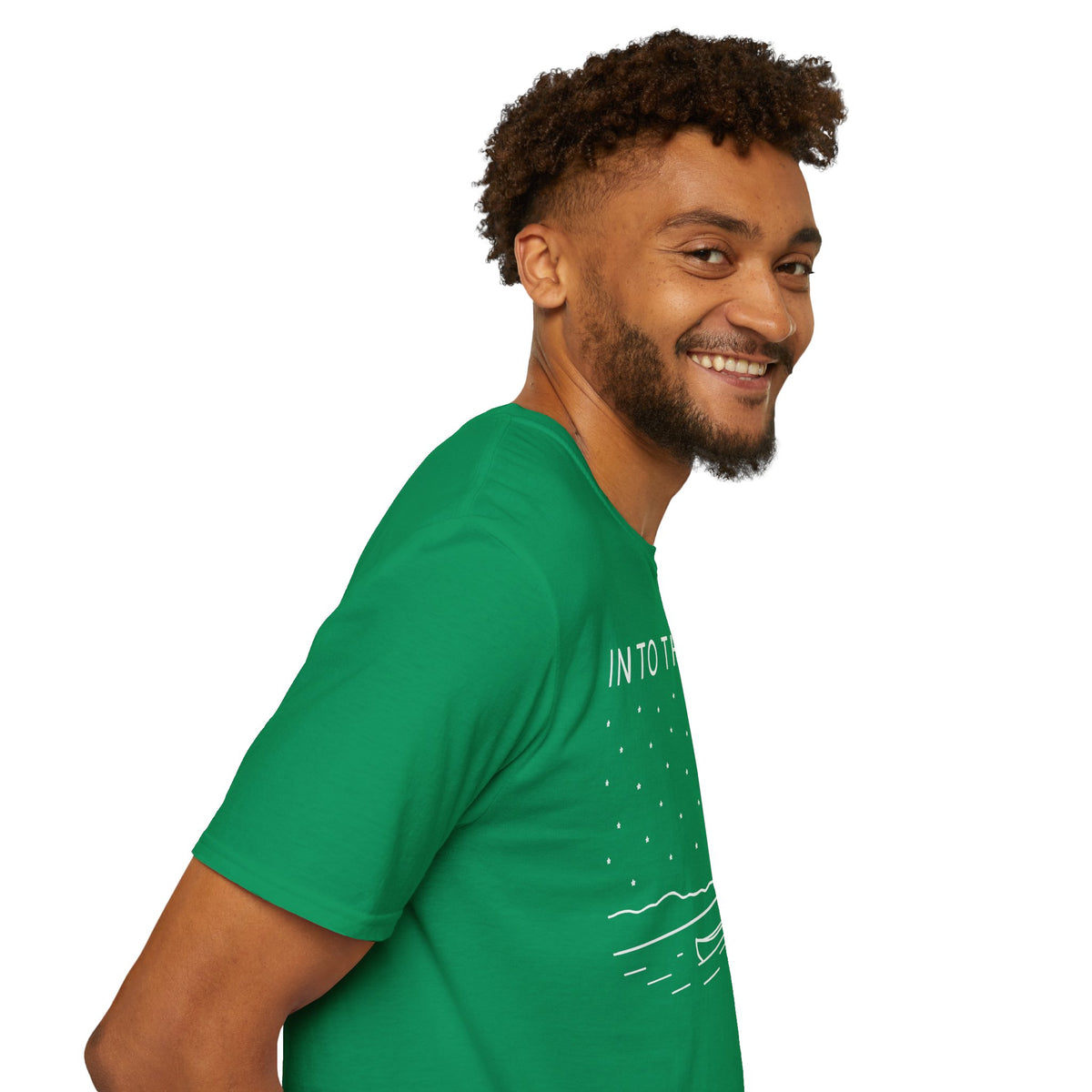 Into The Wild Canoe T-Shirt - Minimal Night Sky Lake Camping Tee