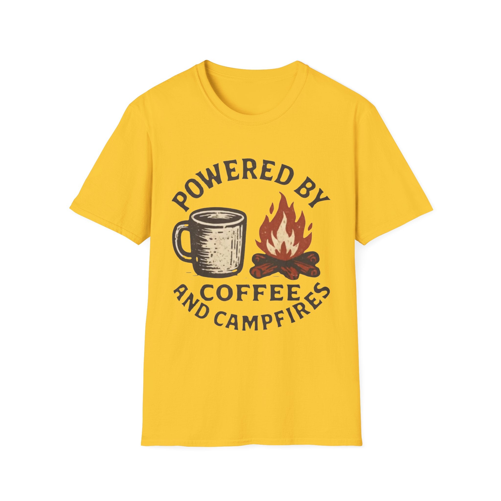 Powered By Coffee And Campfires Vintage Camping T-Shirt