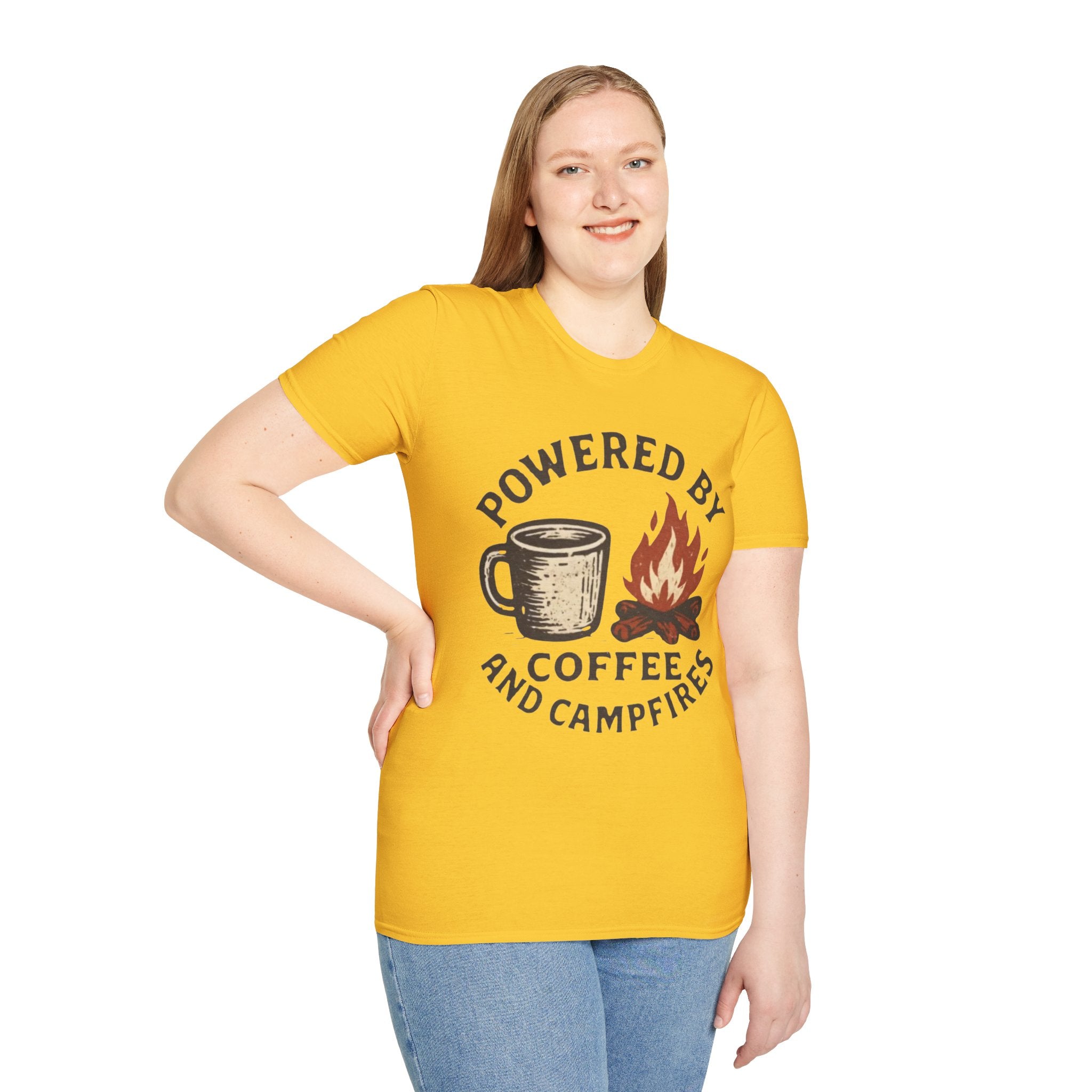 Powered By Coffee And Campfires Vintage Camping T-Shirt