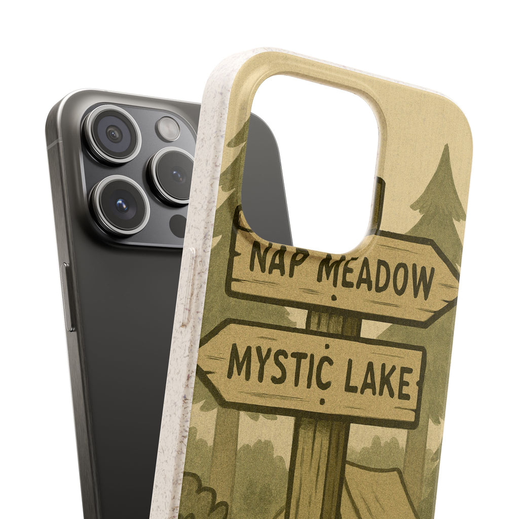 Biodegradable Phone Case — 'Nap Meadow' Mystic Lake Camping Design