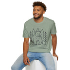 Bear & Pines T-Shirt — Minimal Line Drawing Woodland Tee