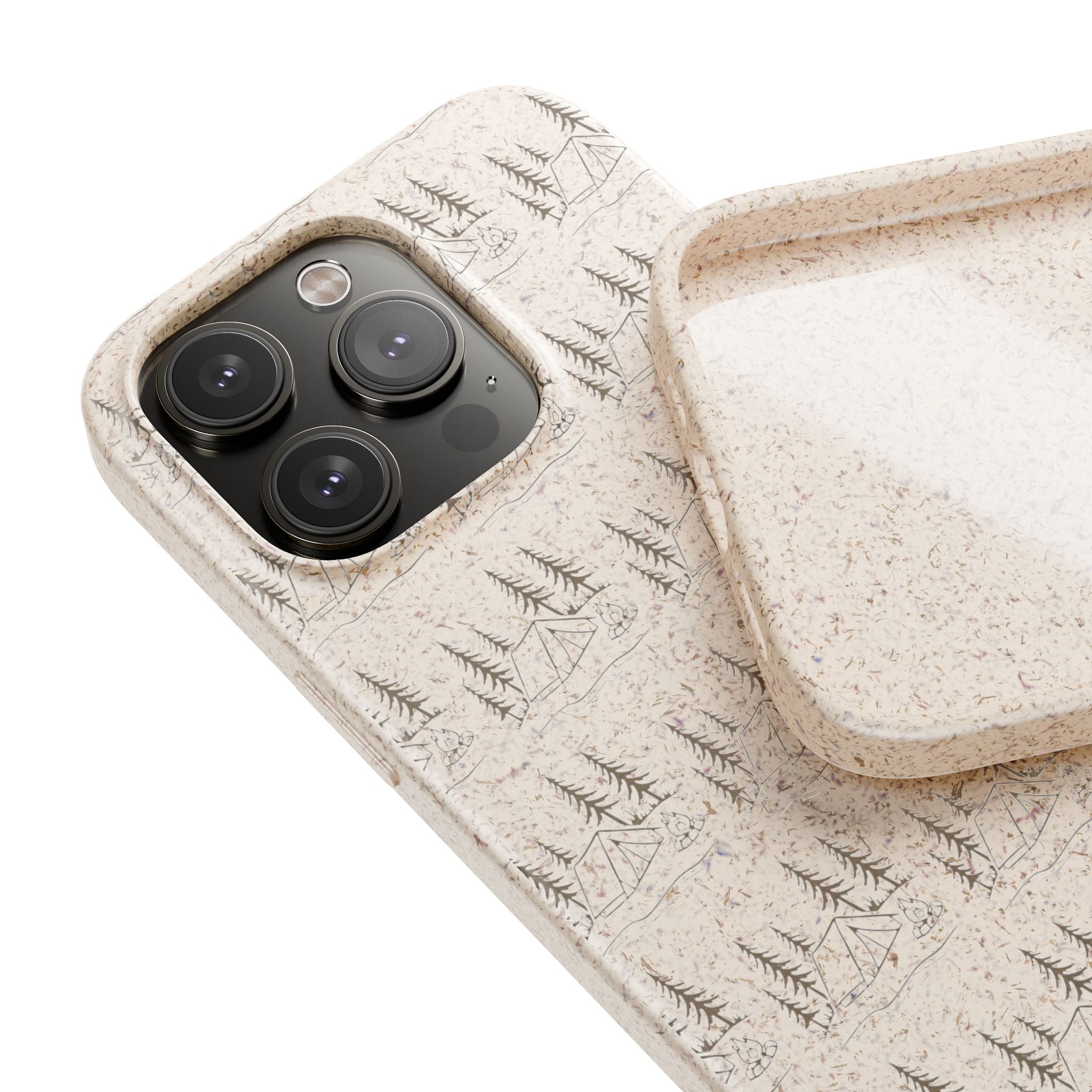 Biodegradable Phone Case — Eco-Friendly Forest Sketch Pattern