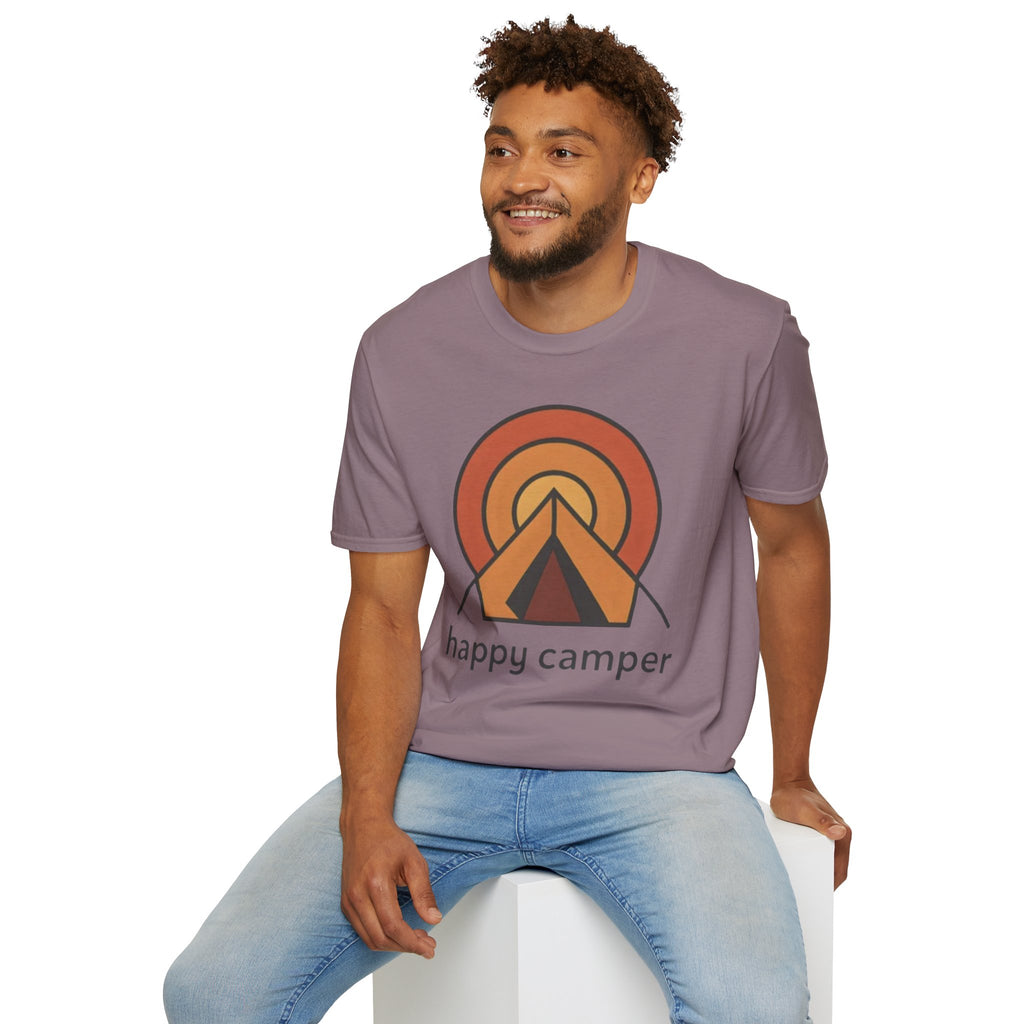 Happy Camper Retro Sunset Camping T-Shirt