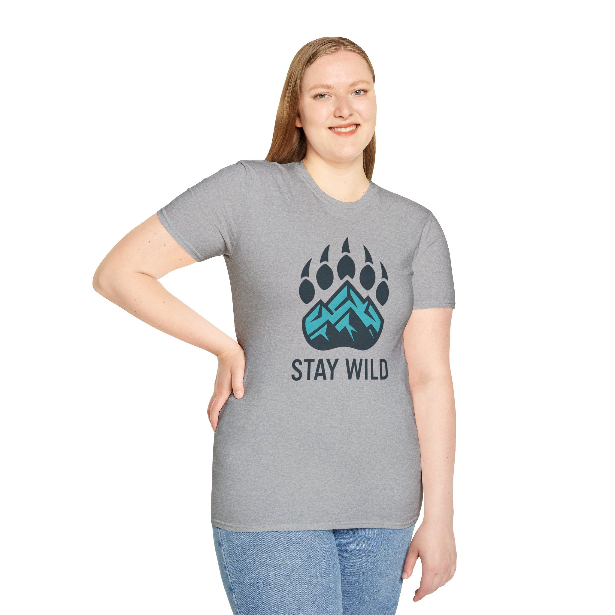 "Stay Wild" Bear Footprint Mountain Emblem T-Shirt