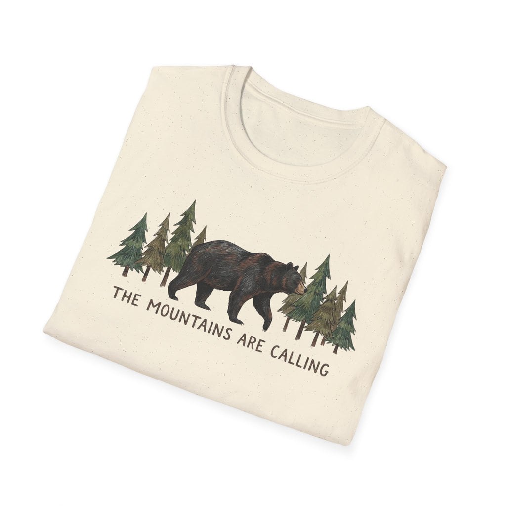 "The Mountains Are Calling" Bear and Pines T-Shirt — Outdoor Graphic Tee
