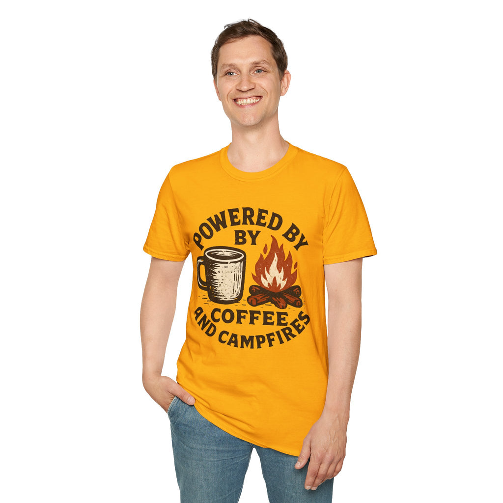 Powered By Coffee And Campfires Vintage Camping T-Shirt