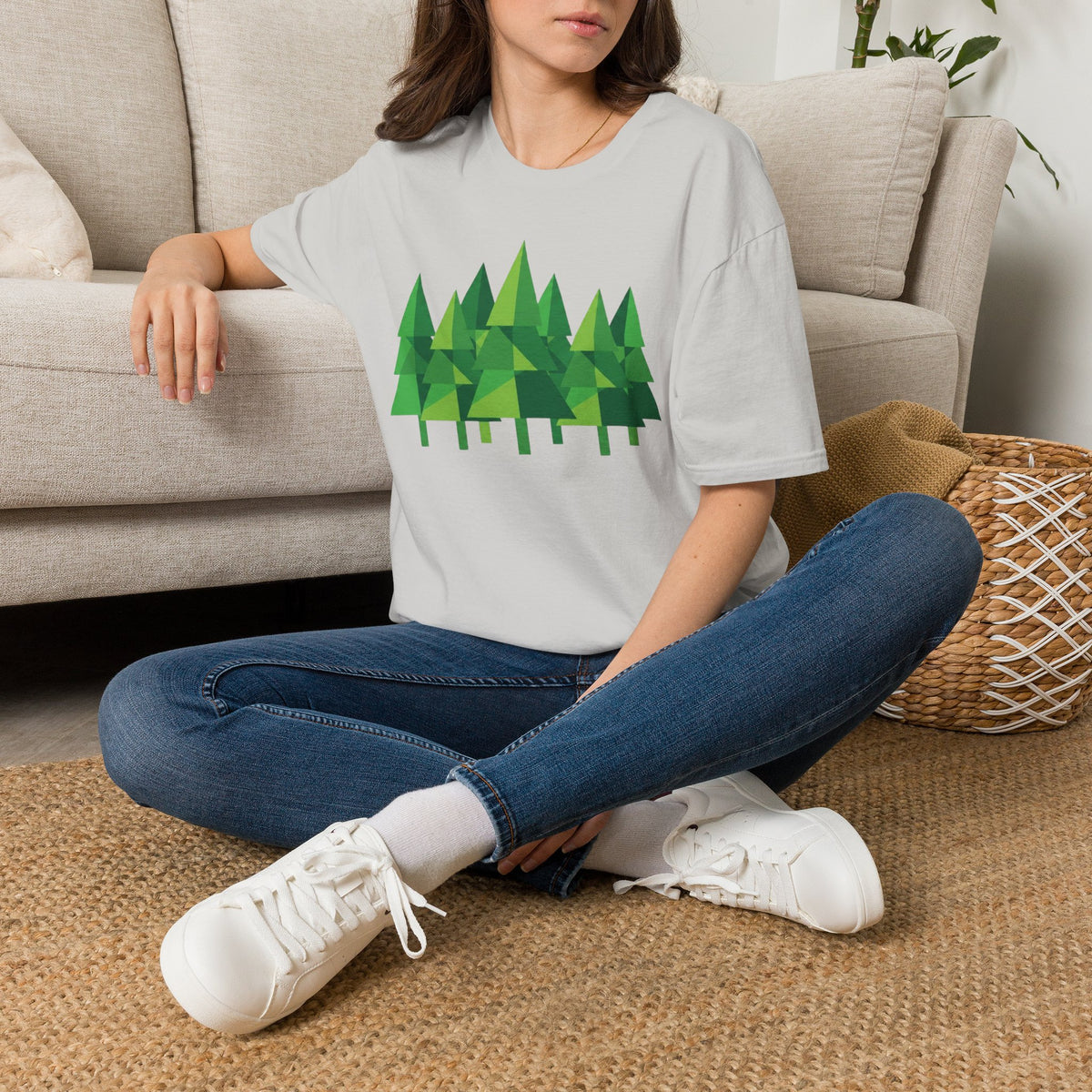 Forest Graphic T-Shirt — Minimal Green Pine Trees Tee