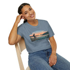 Outdoor T-Shirt — "Seeking Simple Treasures" Sunset Hiker Graphic
