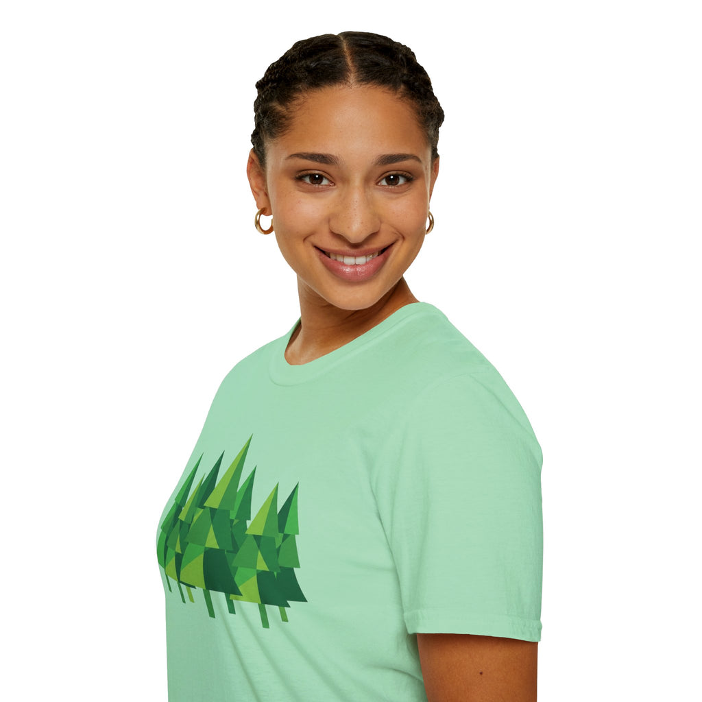 Forest Graphic T-Shirt — Minimal Green Pine Trees Tee