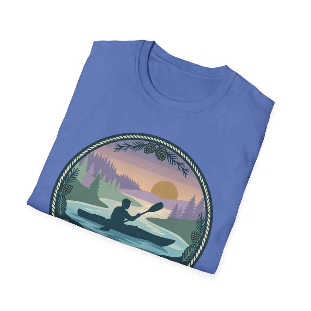 Kayak Sunset T‑Shirt — "Drift Into The Quiet Places" Outdoor Relaxation Tee