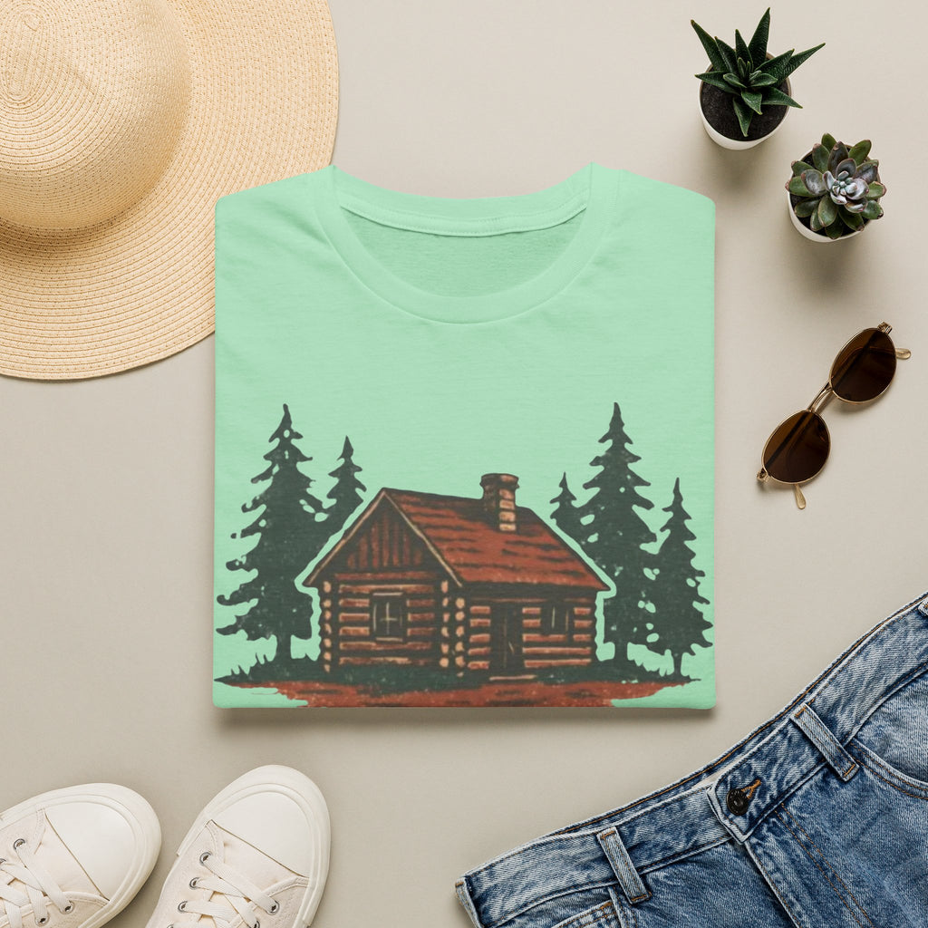 Vintage Cozy Cabin T-Shirt — Faded Pine Tree Cabin Tee