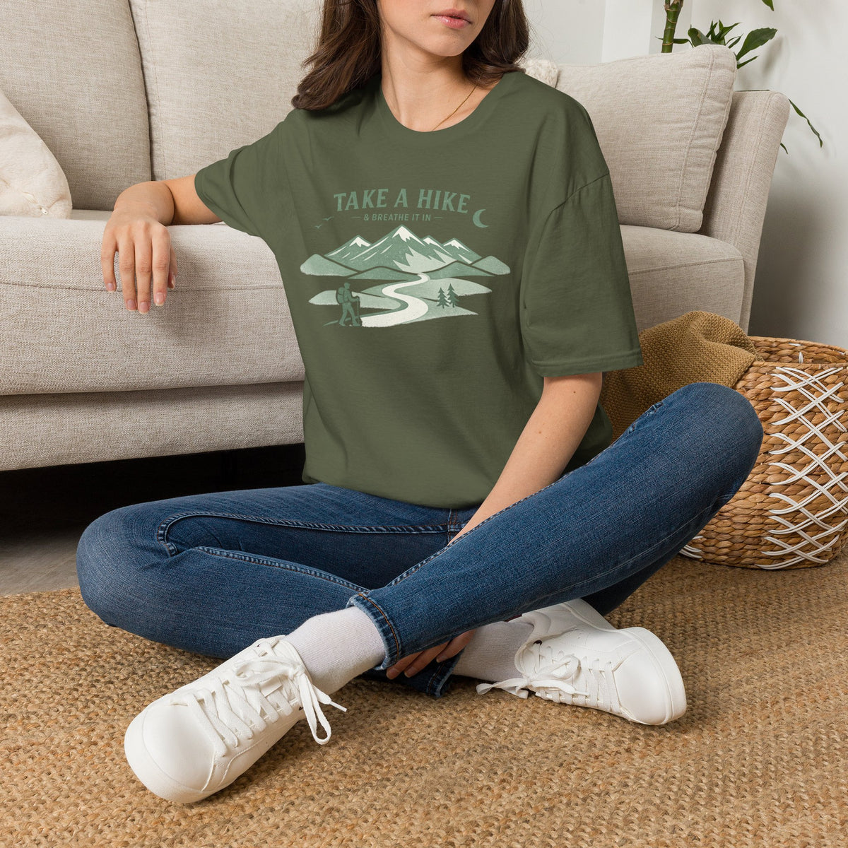 "Take A Hike & Breathe It In" Outdoor Hiking Graphic Tee