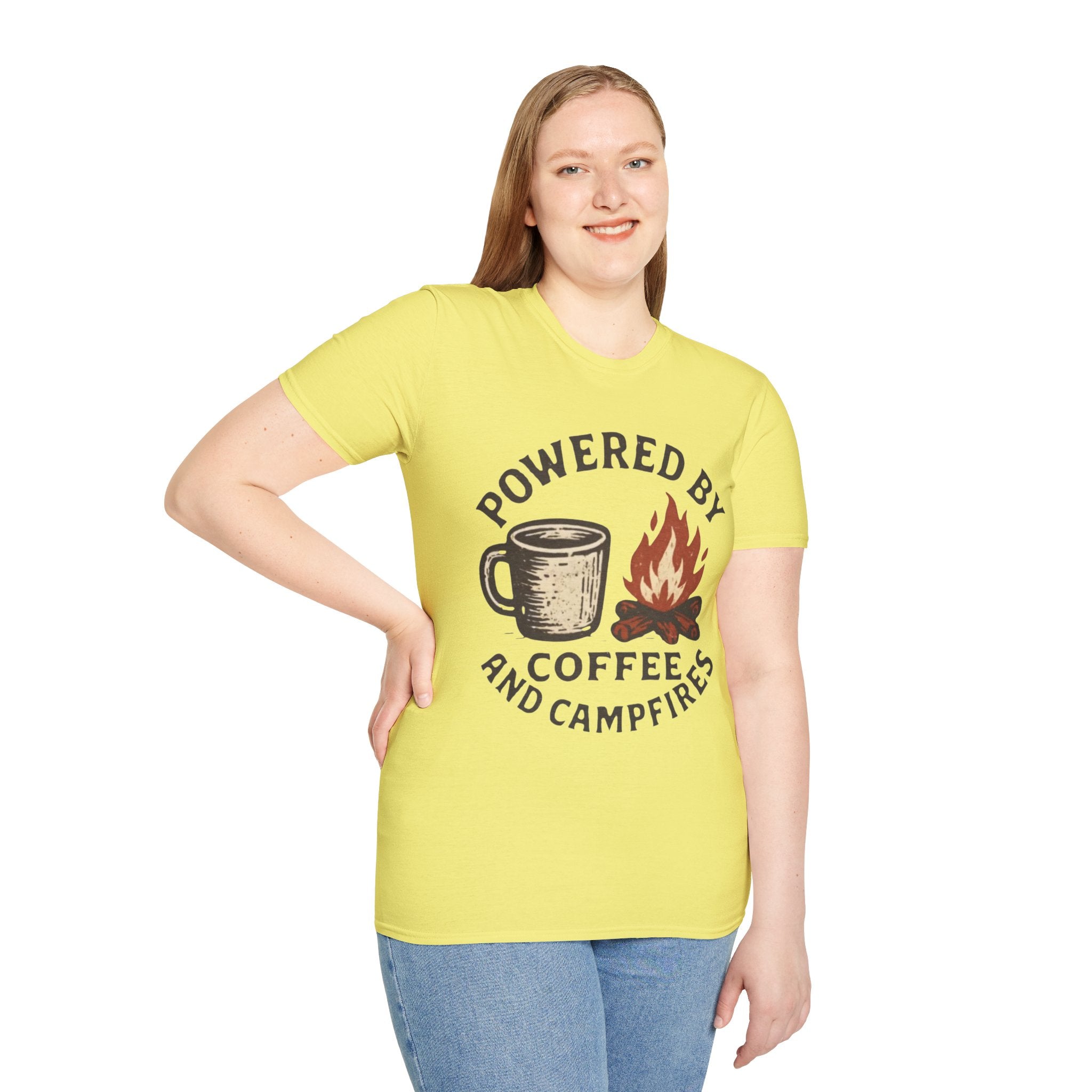 Powered By Coffee And Campfires Vintage Camping T-Shirt