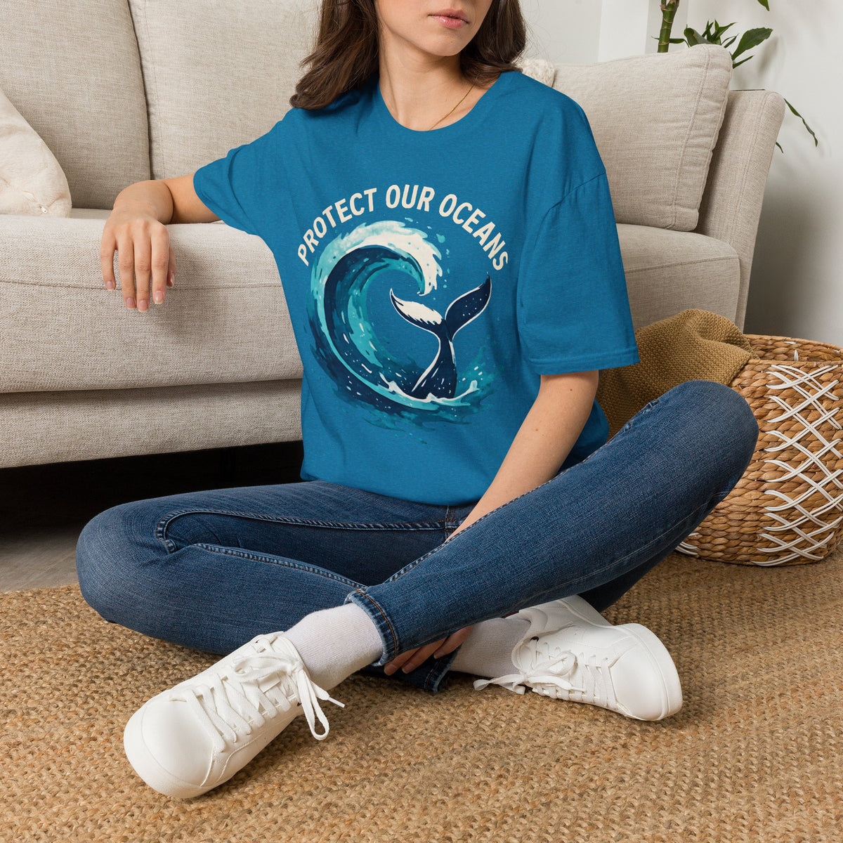 "Protect Our Oceans" Wave Whale Conservation T-Shirt