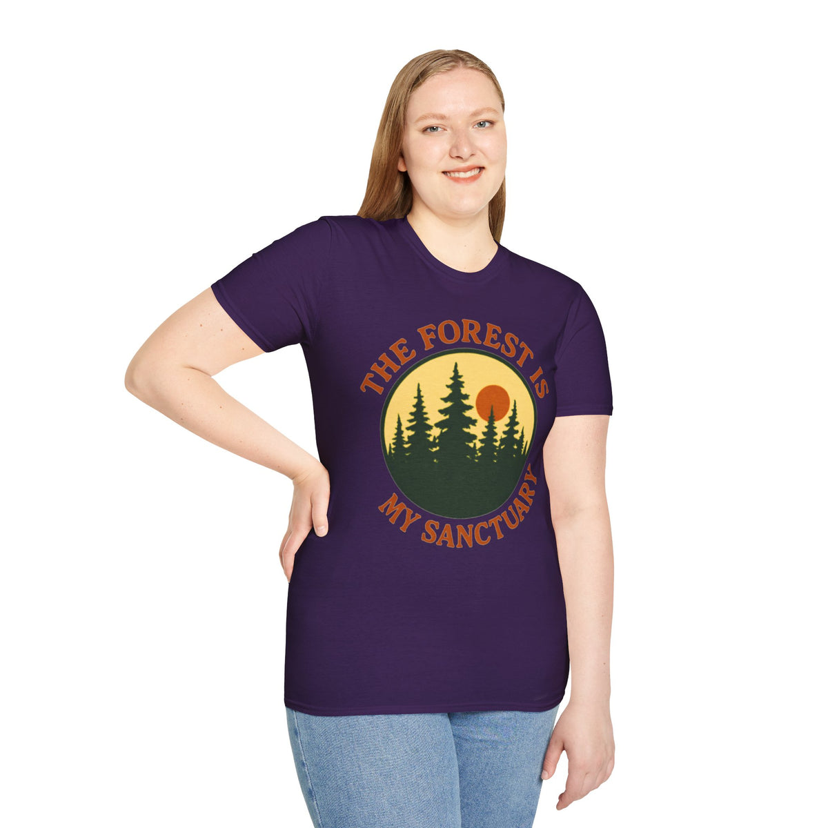 "The Forest Is My Sanctuary" Pines Sunset Graphic Tee Shirt