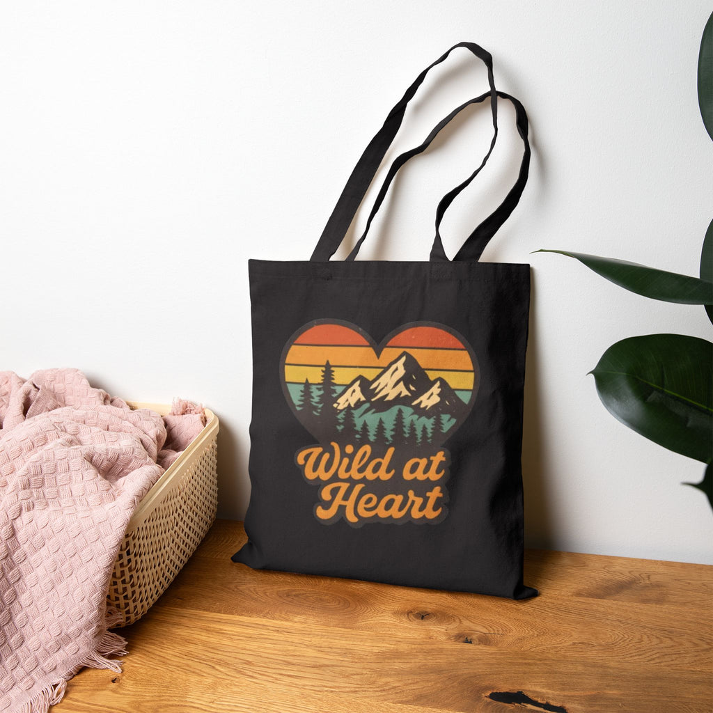 Wild at Heart Canvas Tote — Retro Mountain Heart Eco Shopper