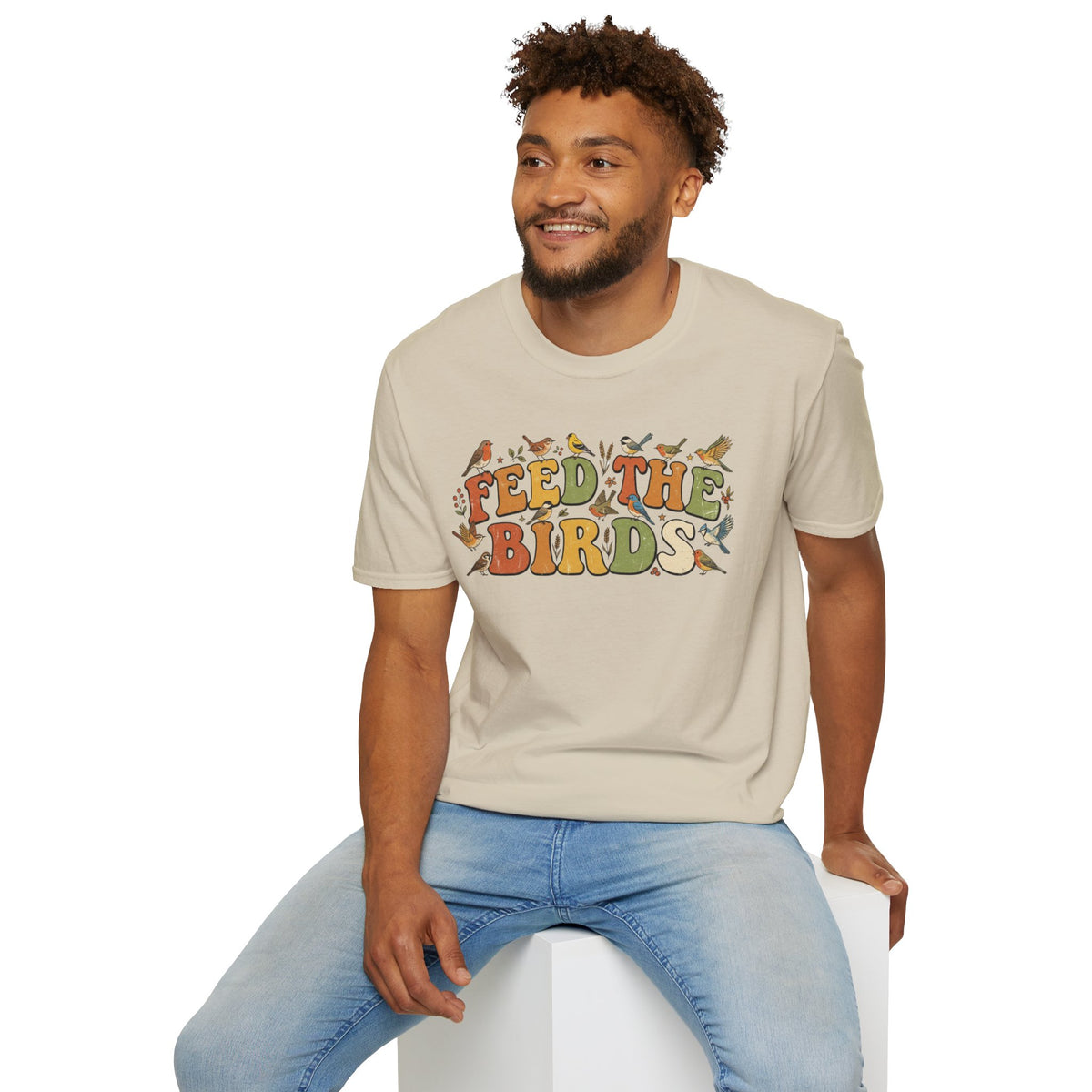 "Feed The Birds" Retro Nature Birdwatching Tee Shirt for Bird Lovers