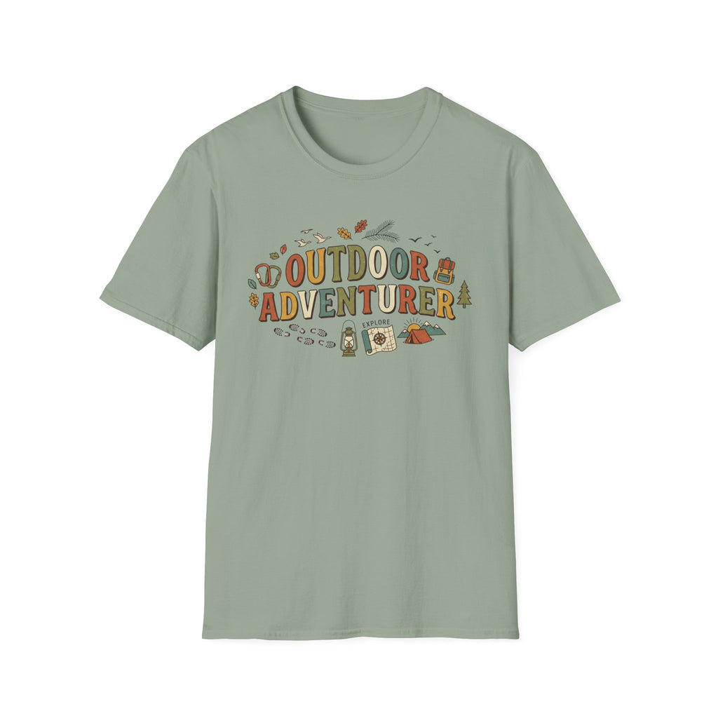 "Outdoor Adventurer" T‑Shirt Camping, Hiking & Exploration Graphic Tee Shirt
