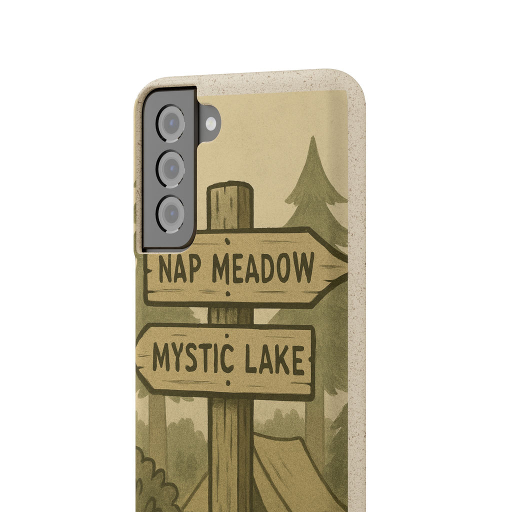Biodegradable Phone Case — 'Nap Meadow' Mystic Lake Camping Design