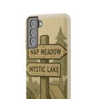 Biodegradable Phone Case — 'Nap Meadow' Mystic Lake Camping Design