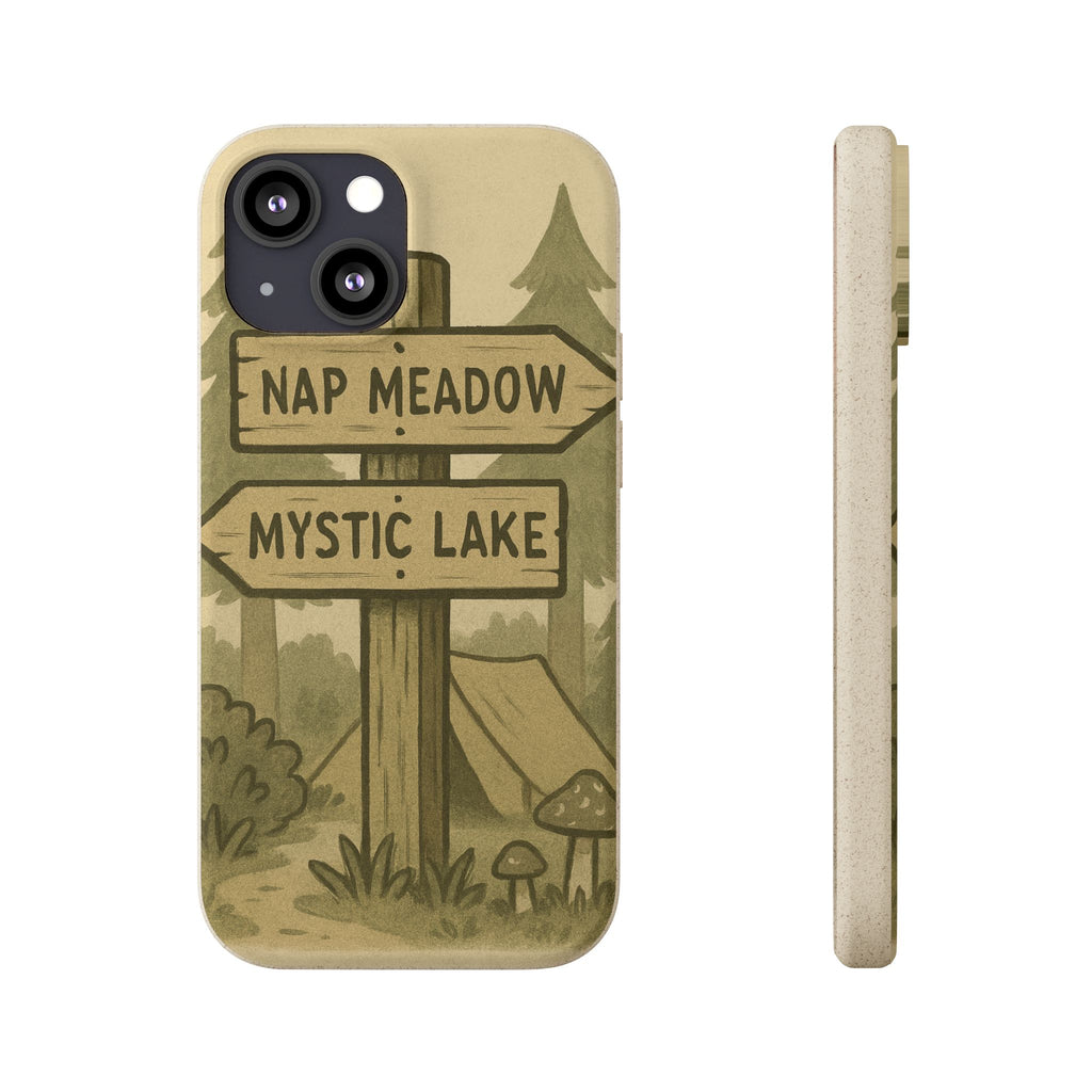 Biodegradable Phone Case — 'Nap Meadow' Mystic Lake Camping Design