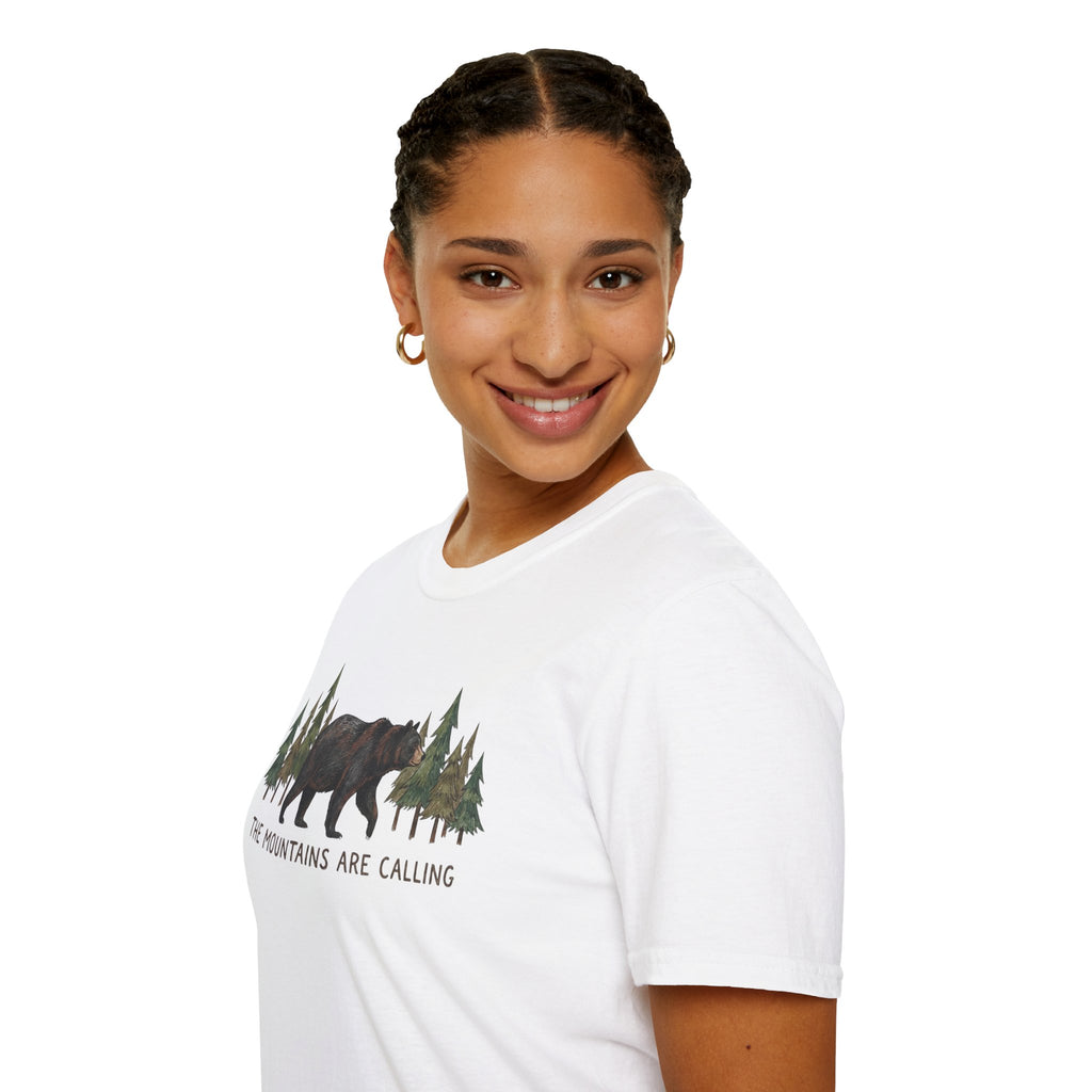 "The Mountains Are Calling" Bear and Pines T-Shirt — Outdoor Graphic Tee