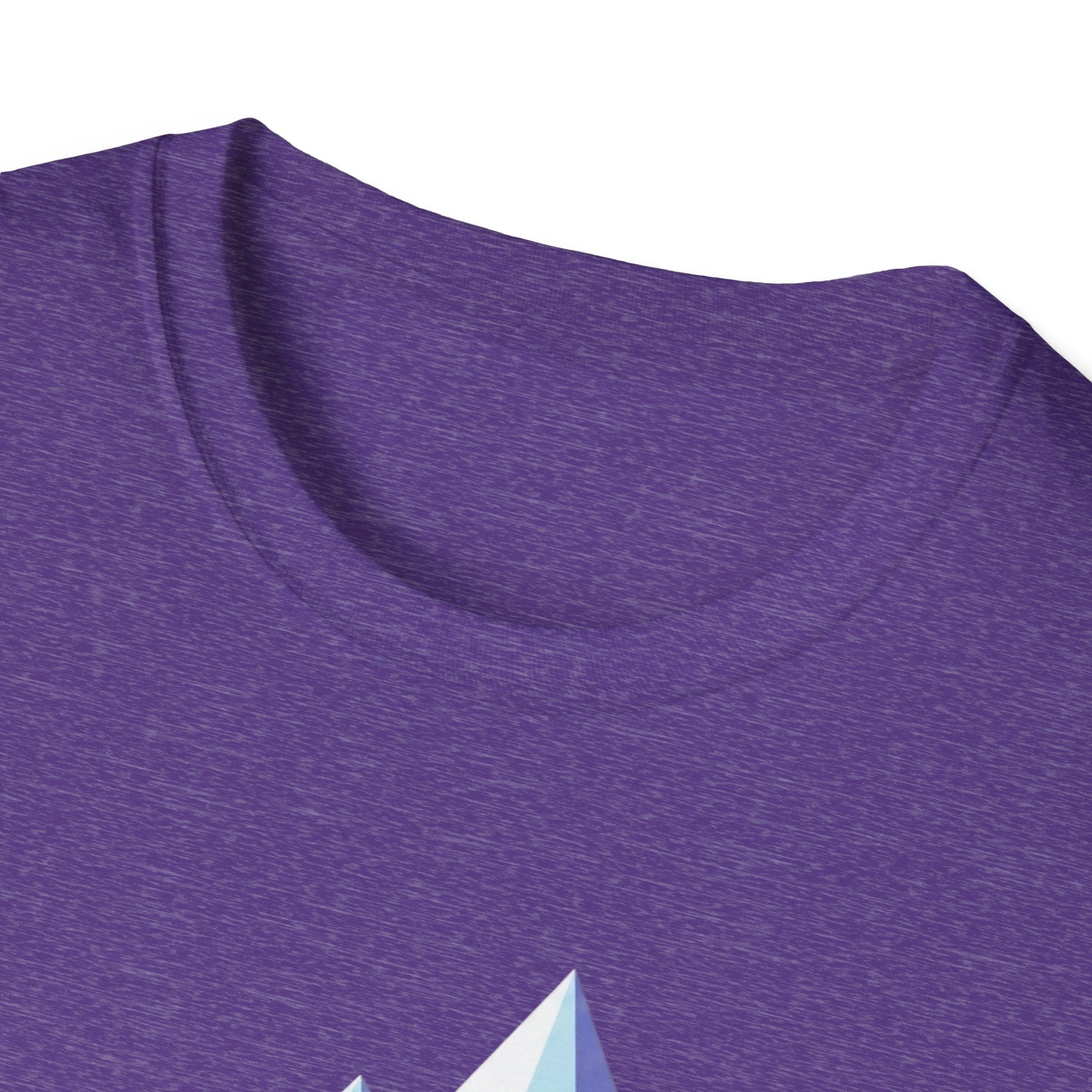 Mountain River T-Shirt — Geometric Blue Peaks & Flowing River