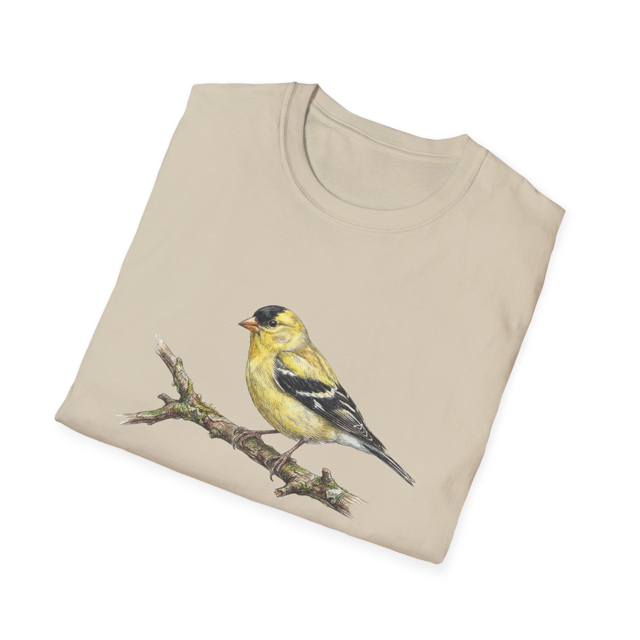 Goldfinch Bird T-Shirt – Vintage Watercolor Songbird Tee