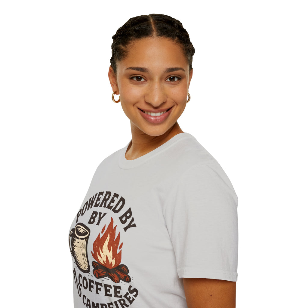 Powered By Coffee And Campfires Vintage Camping T-Shirt