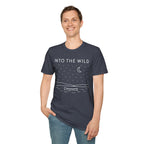 Into The Wild Canoe T-Shirt - Minimal Night Sky Lake Camping Tee