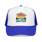 Lake Is My Happy Place Trucker Hat — Vintage Sunset Fishing Foam Cap
