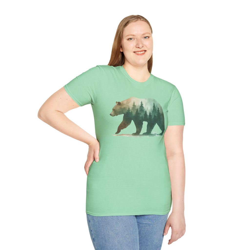 Forest Bear T-Shirt — Watercolor Woodland Bear Graphic Tee Shirt