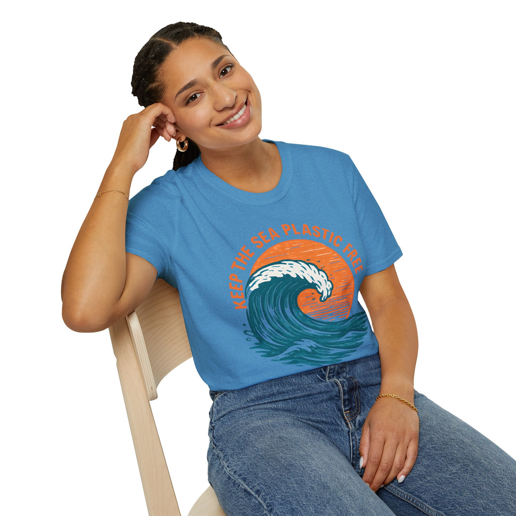 "Keep the Sea Plastic Free" Ocean Conservation Wave Tee Shirt