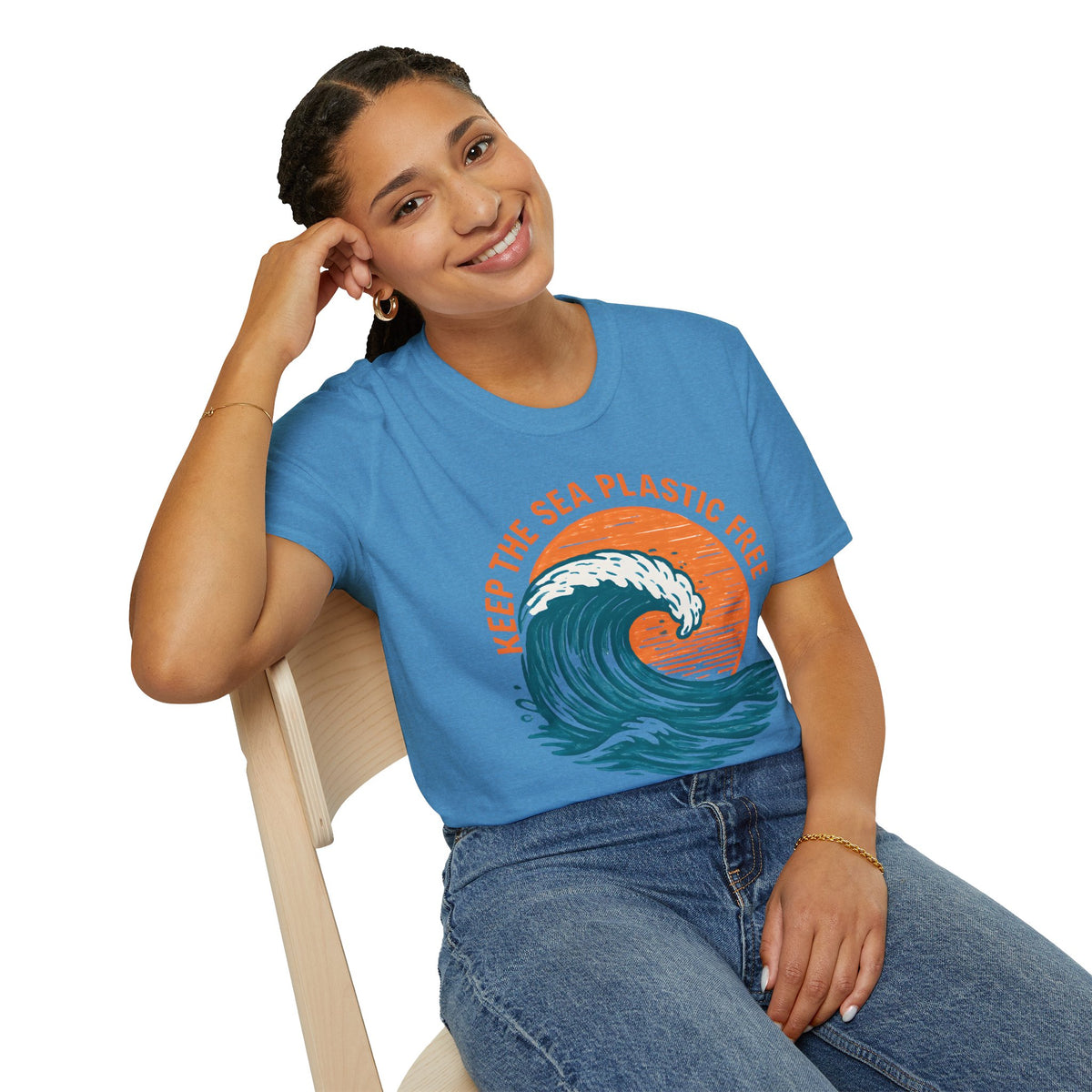 "Keep the Sea Plastic Free" Ocean Conservation Wave Tee Shirt