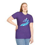 Mountain River T-Shirt — Geometric Blue Peaks & Flowing River