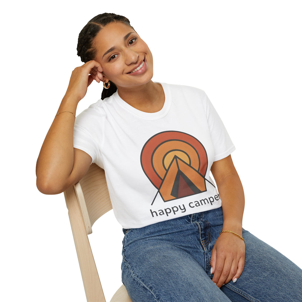 Happy Camper Retro Sunset Camping T-Shirt