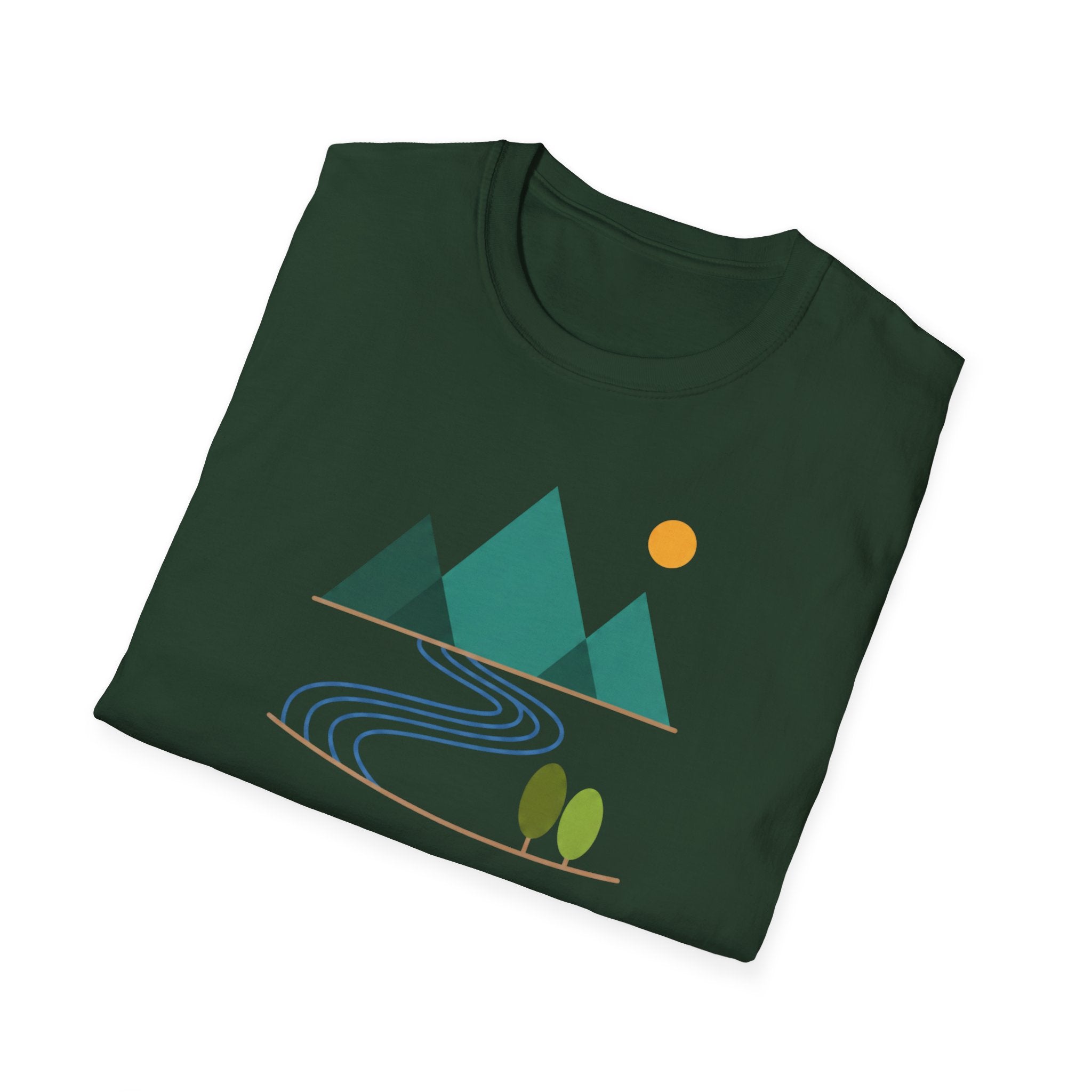 Minimal Mountain River T-Shirt — Nature Graphic Tee