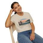 Outdoor T-Shirt — "Seeking Simple Treasures" Sunset Hiker Graphic