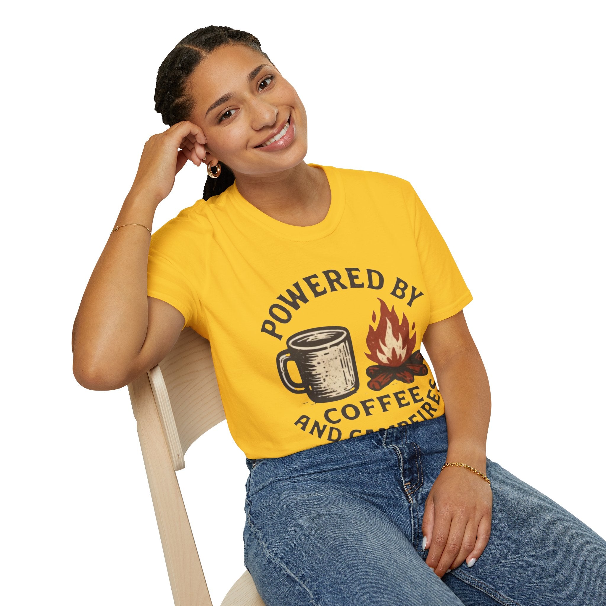 Powered By Coffee And Campfires Vintage Camping T-Shirt