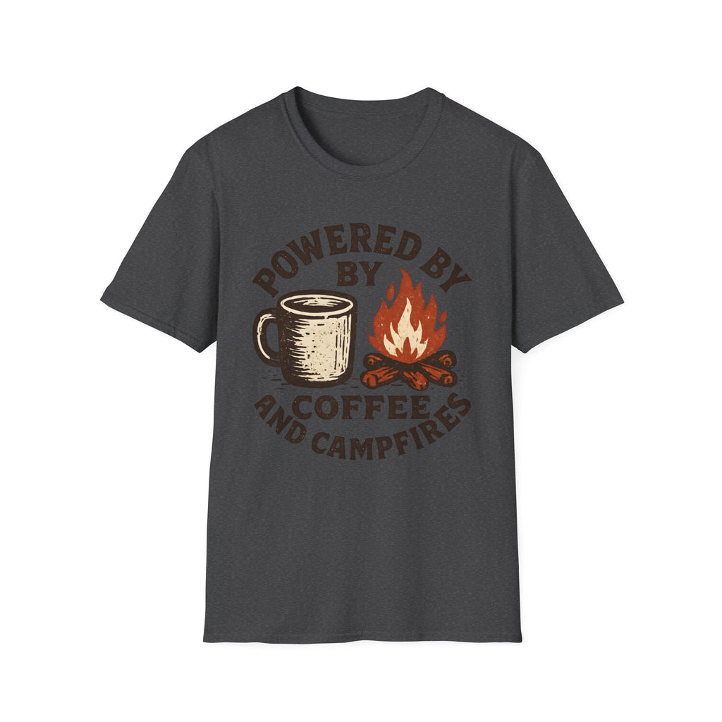 Powered By Coffee And Campfires Vintage Camping T-Shirt