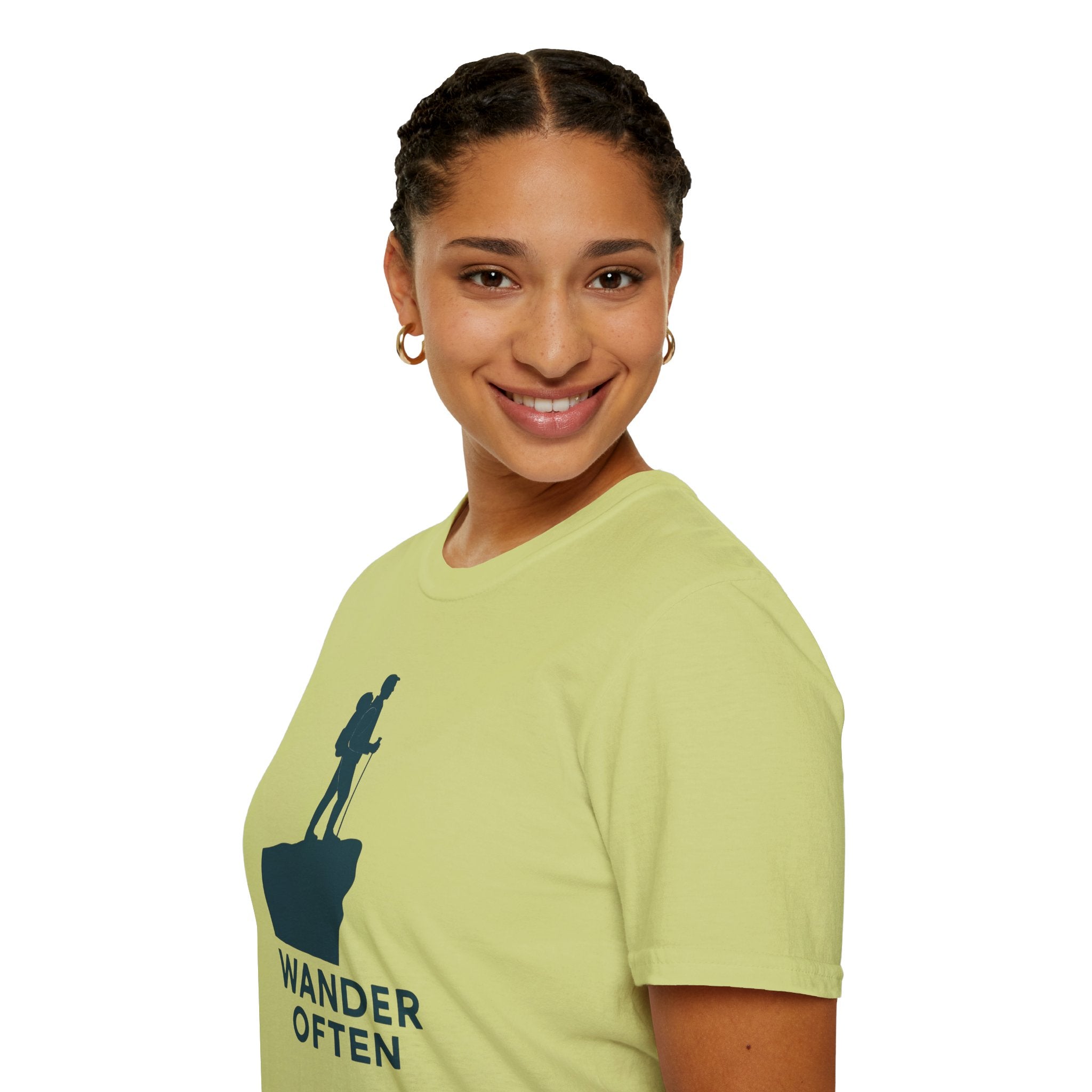 "Wander Often" Hiker on Cliff T-Shirt
