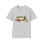 Vintage Camper & Campfire T-Shirt — Retro Trailer Camping Graphic Tee