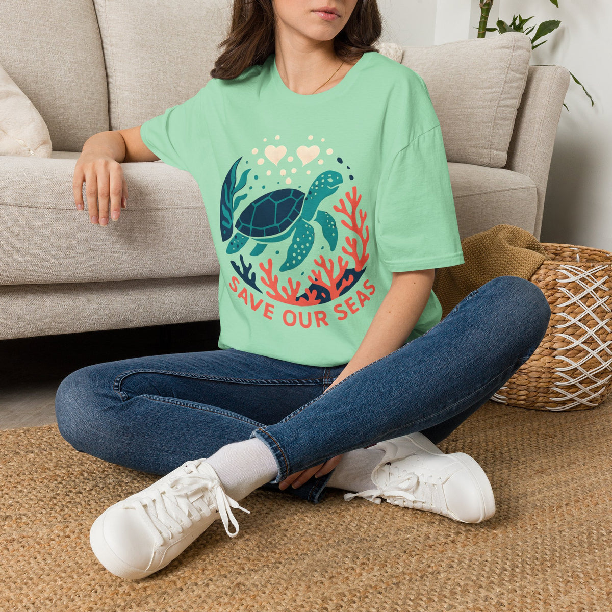 "Save Our Seas" Sea Turtle Ocean Conservation Tee Shirt