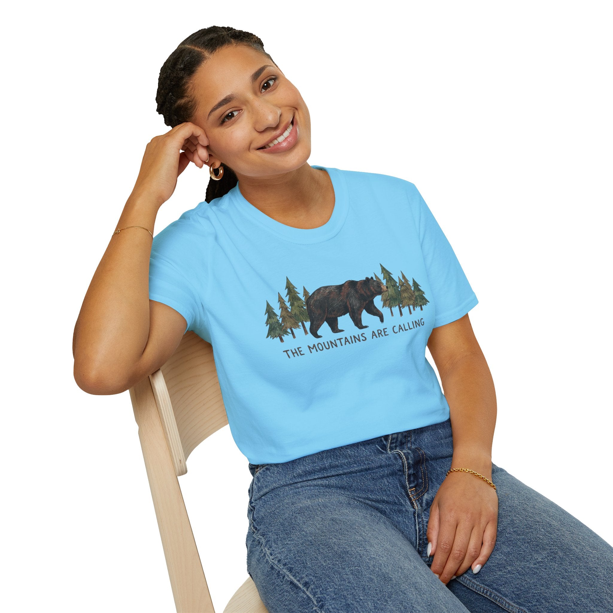 "The Mountains Are Calling" Bear and Pines T-Shirt — Outdoor Graphic Tee