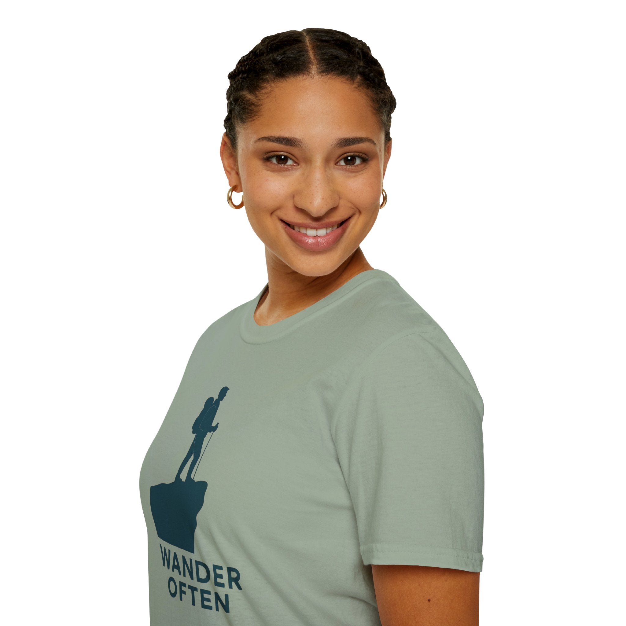 "Wander Often" Hiker on Cliff T-Shirt