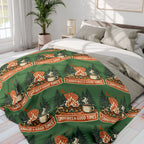 Campfire Cozy Fleece Blanket – 'Campfires & Good Times' Retro Outdoor Throw