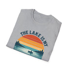 Canoe On The Lake At Sunset "The Lake Is My Happy Place" T-Shirt